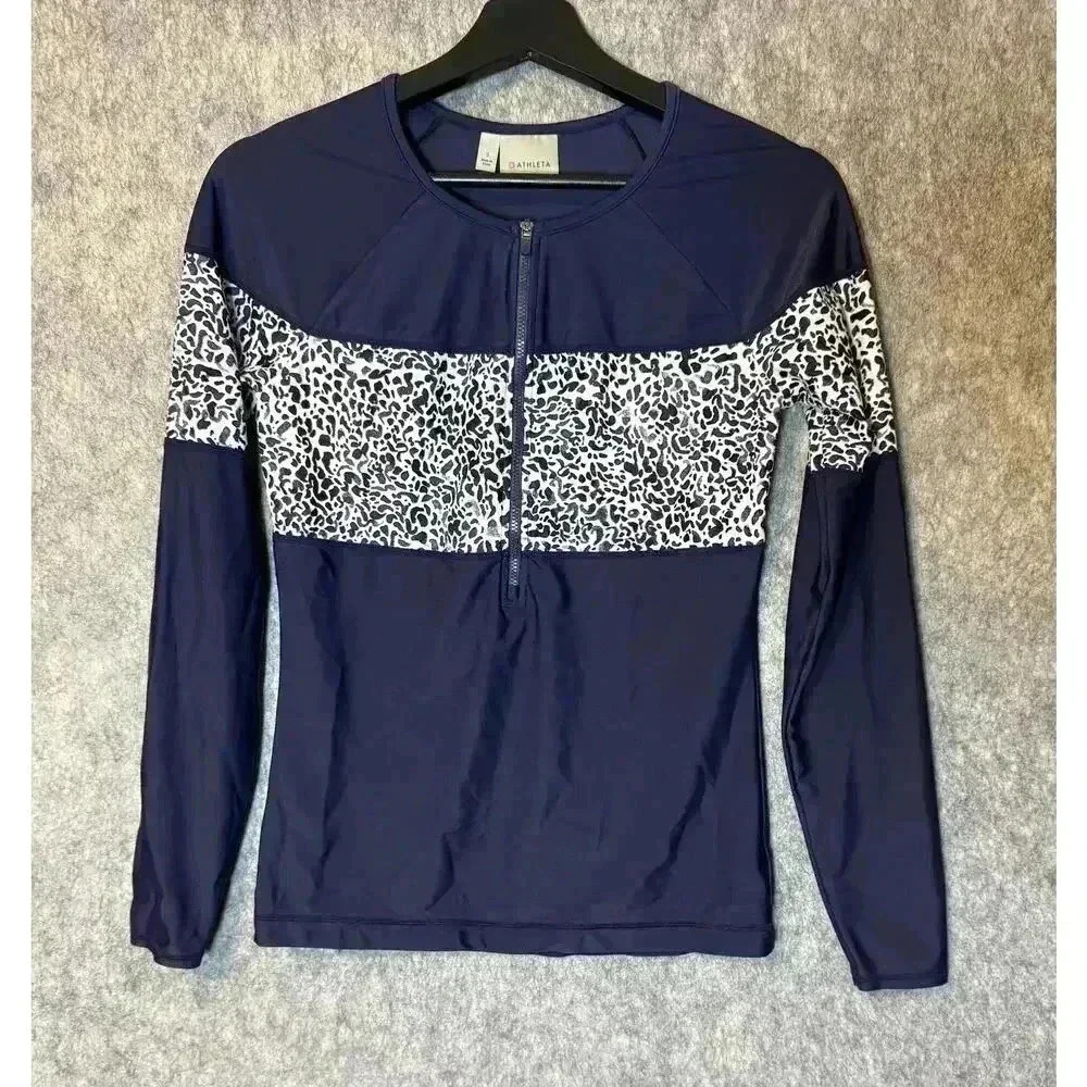 Athleta Navy Half-Zip UPF Swimwear Long Sleeve Top - Small